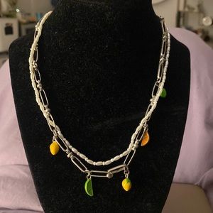 NWT!!! FREE PEOPLE AMALI NECKLACE LEMON
LIME ORANGE FAUX PEARLS!! WOW!